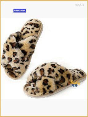 Fuzzy Slippers Cross Band Memory Foam Open Toe Comfy Soft Anti-Slip House Shoes